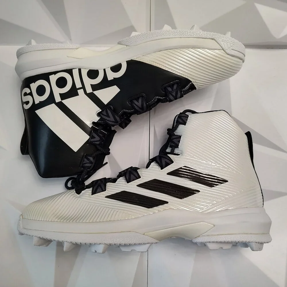 Adidas Mens Football Cleat 17 White Black Shoe Gridlock Linemen High Sport - Picture 2 of 10